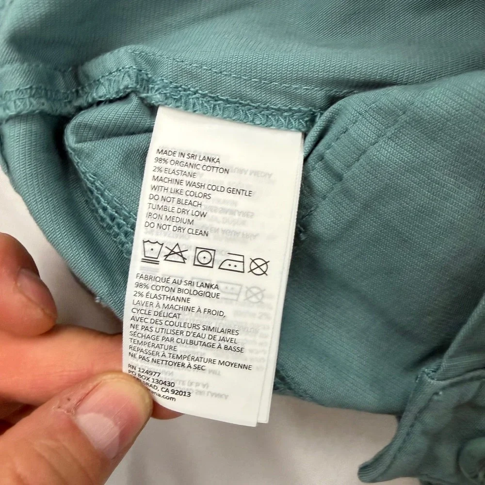prAna Shorts Women 12/31 Teal Organic Cotton Stretch Outdoor Hiking Patch Pocket
